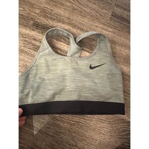 Nike Sports Bra Heathered Green Black Racerback Athletic Workout Activewear